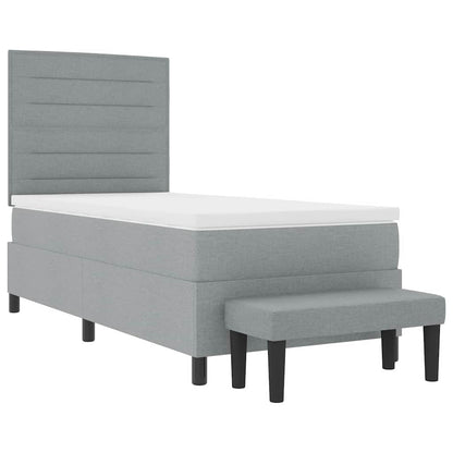 Boxspringbed met hoofdeinde Lichtgrijs 90 x 200 cm Stof