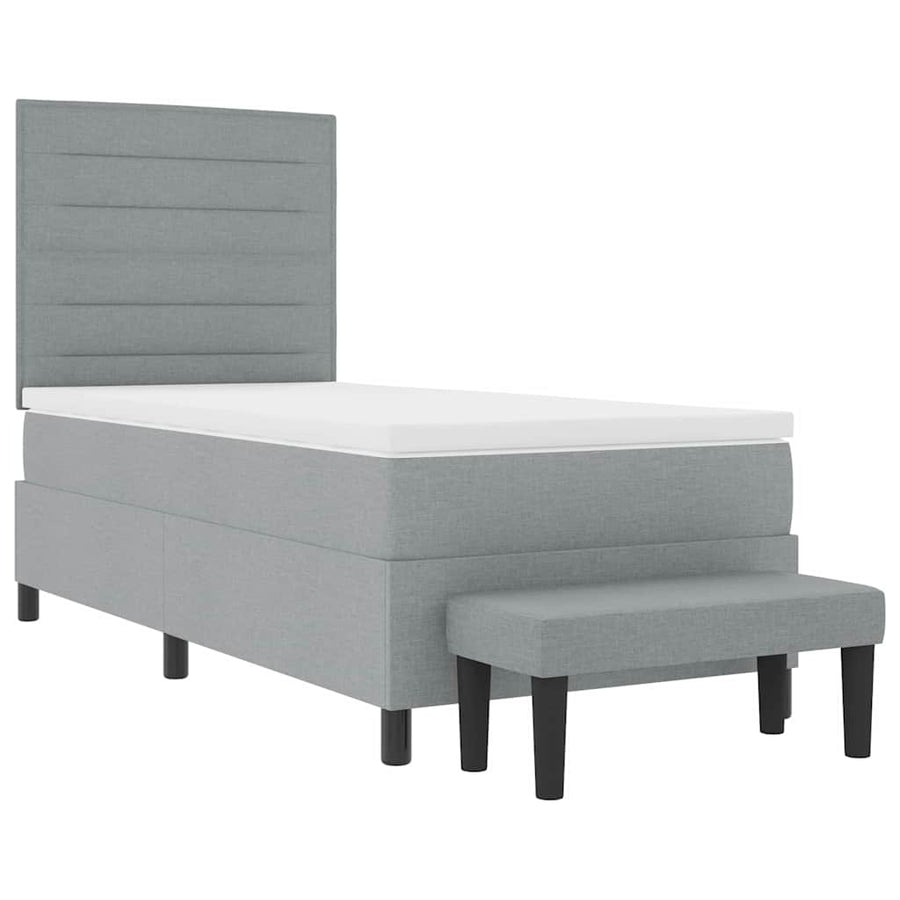 Boxspringbed met hoofdeinde Lichtgrijs 90 x 200 cm Stof