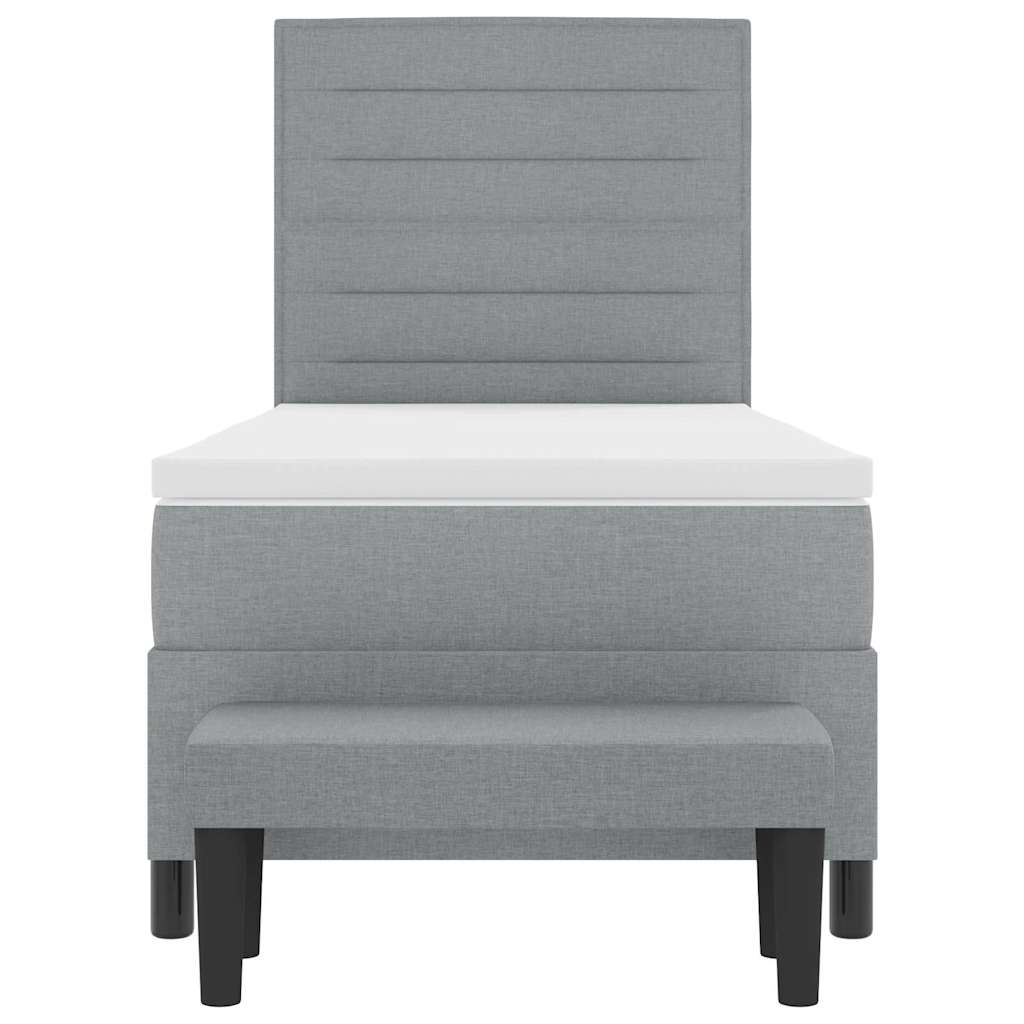 Boxspringbed met hoofdeinde Lichtgrijs 90 x 200 cm Stof