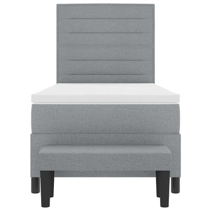 Boxspringbed met hoofdeinde Lichtgrijs 90 x 200 cm Stof