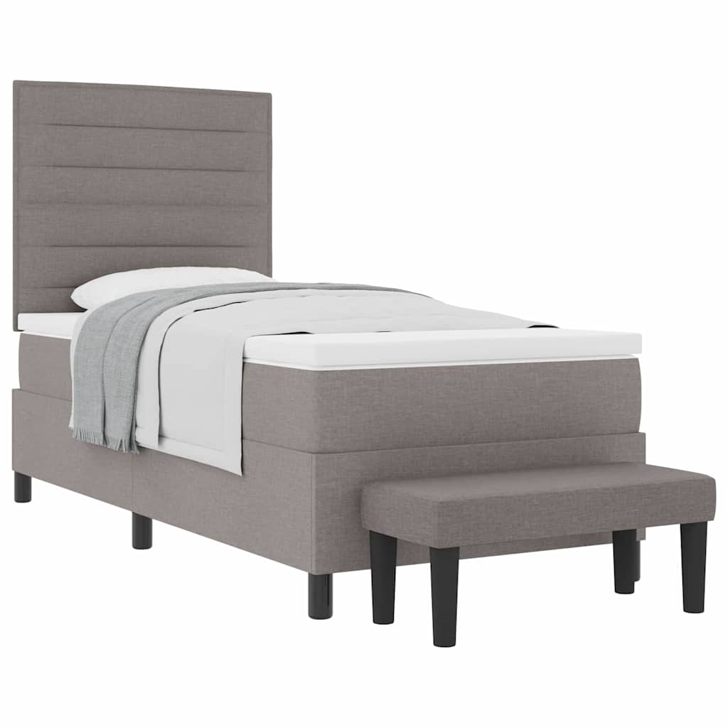 Boxspringbed met matras en bank stof taupe 90x200 cm