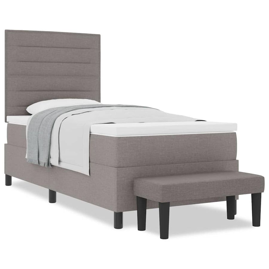 Boxspringbed met matras en bank stof taupe 90x200 cm