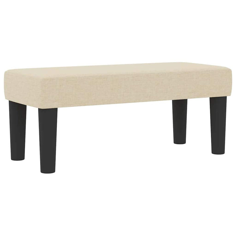 Boxspring Bed Met Matras Stof & Bewerkt Hout Crème 100 x 200 cm Lijnen ontwerp