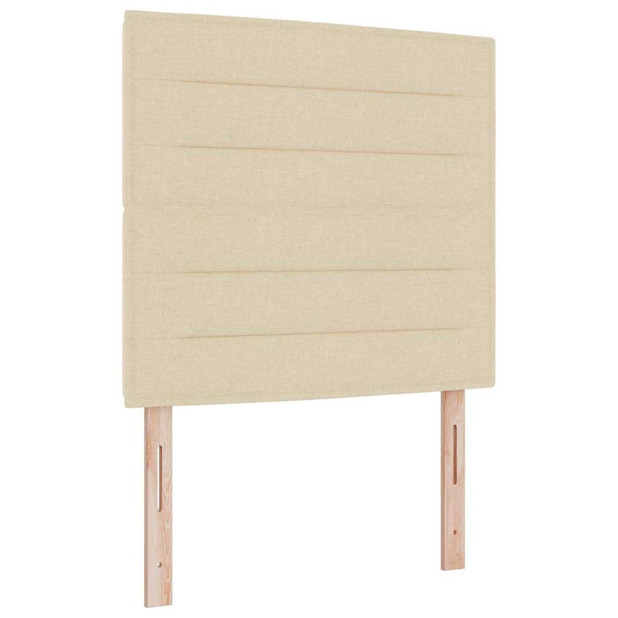 Boxspring Bed Met Matras Stof & Bewerkt Hout Crème 100 x 200 cm Lijnen ontwerp