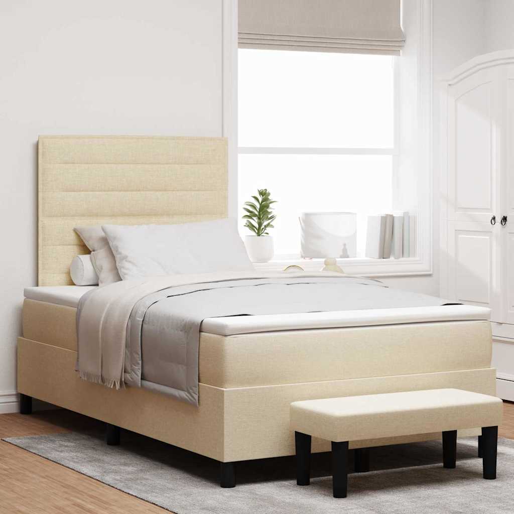 Boxspring bed met matras met hoofdeinde Crème 120 x 190 cm Stof