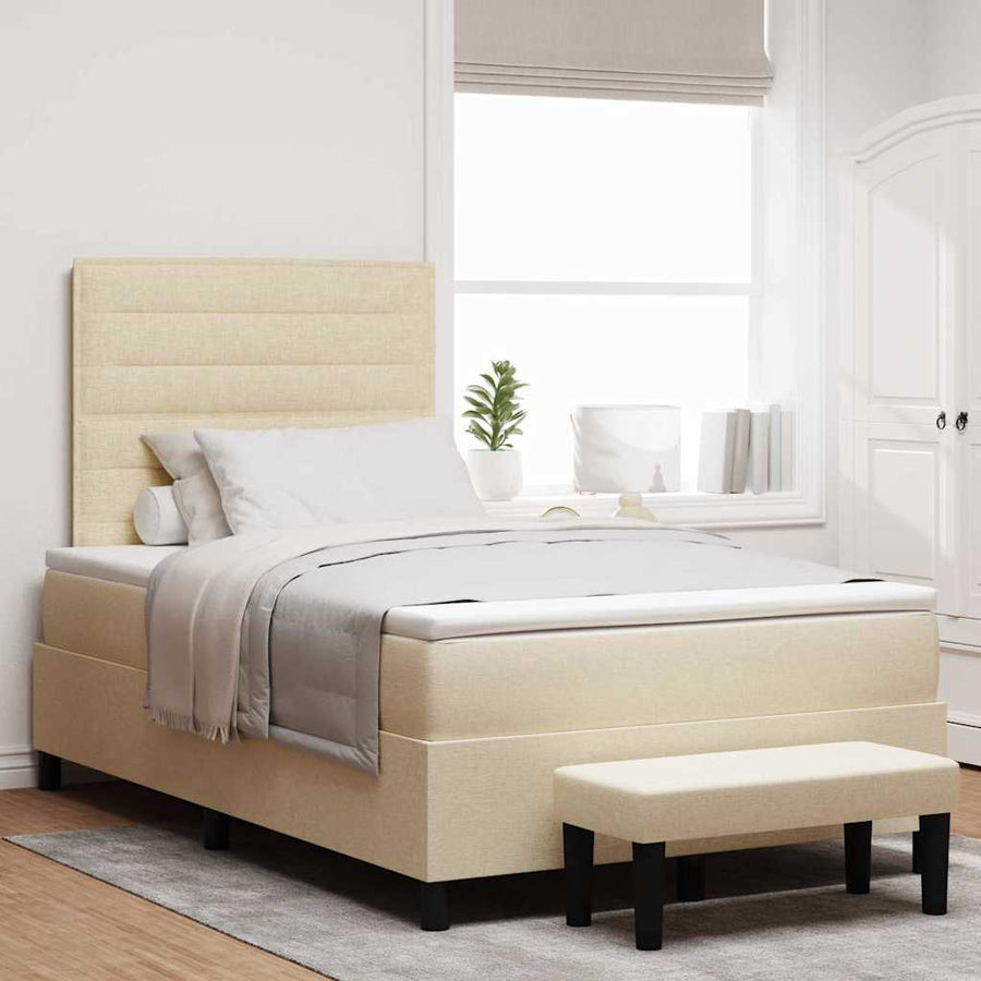 Boxspring bed met matras met hoofdeinde Crème 120 x 190 cm Stof