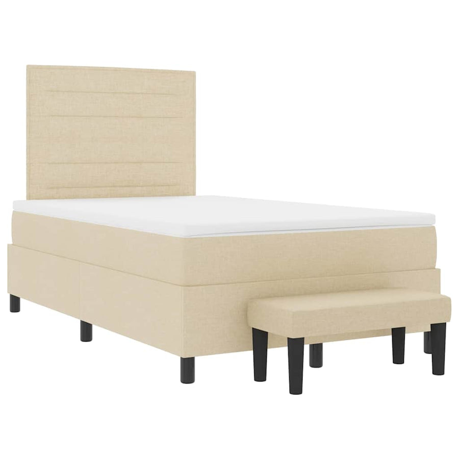 Boxspring bed met matras met hoofdeinde Crème 120 x 190 cm Stof
