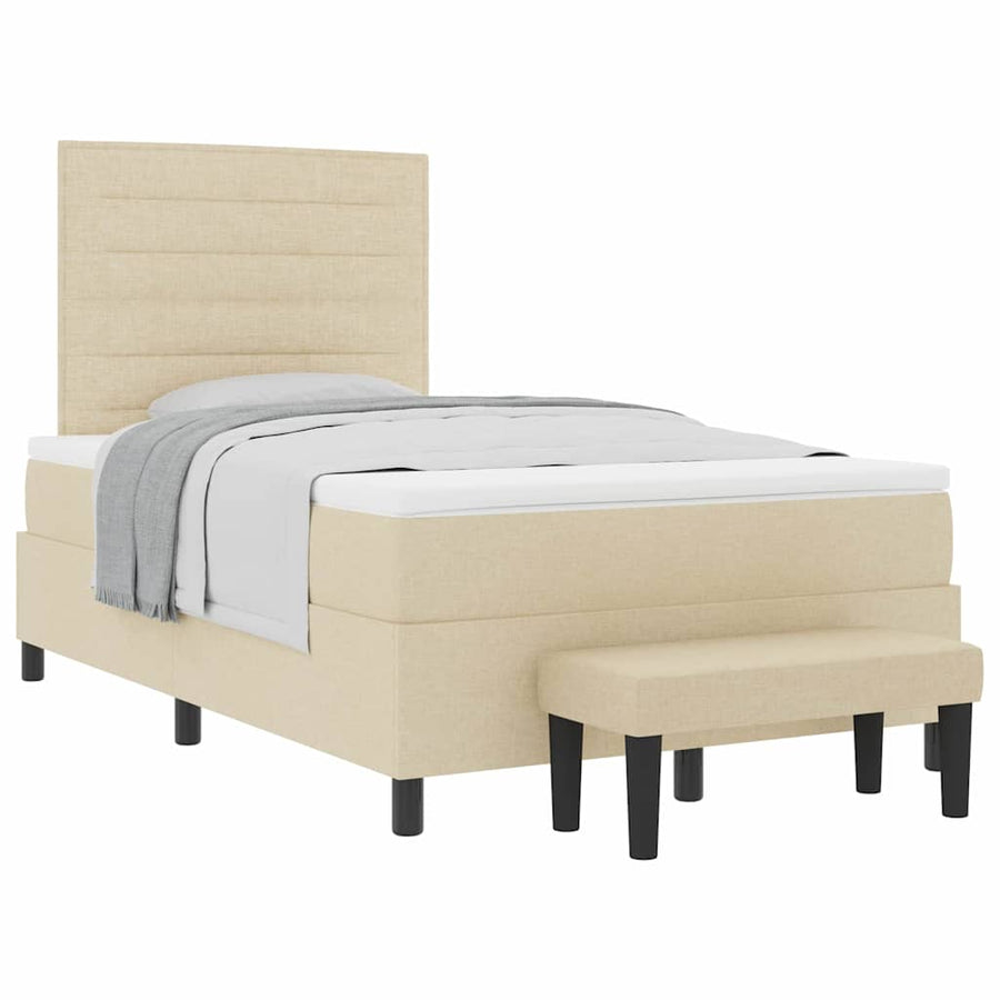 Boxspring bed met matras met hoofdeinde Crème 120 x 190 cm Stof