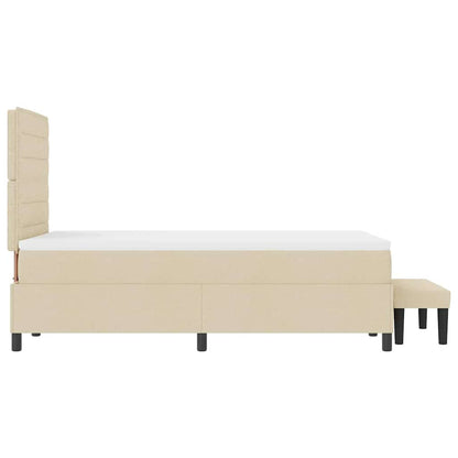 Boxspring bed met matras met hoofdeinde Crème 120 x 190 cm Stof