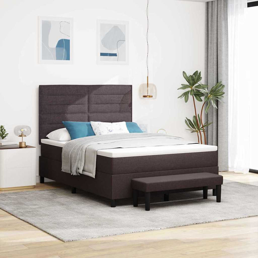 Boxspringbed met kussen Donkerbruin 140 x 190 cm Stof