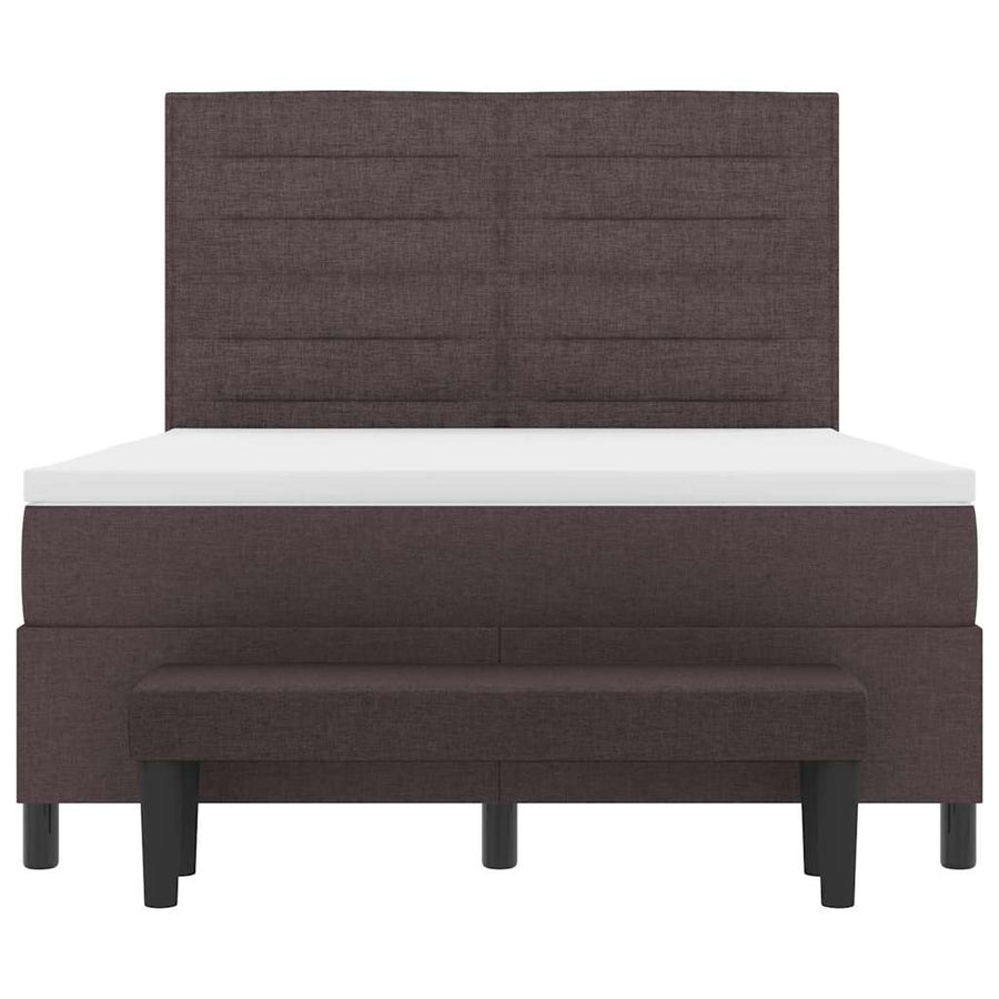 Boxspringbed met kussen Donkerbruin 140 x 190 cm Stof
