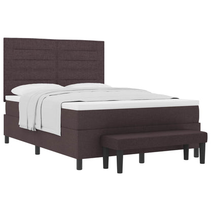 Boxspringbed met hoofdeinde Donkerbruin 140 x 200 cm Stof