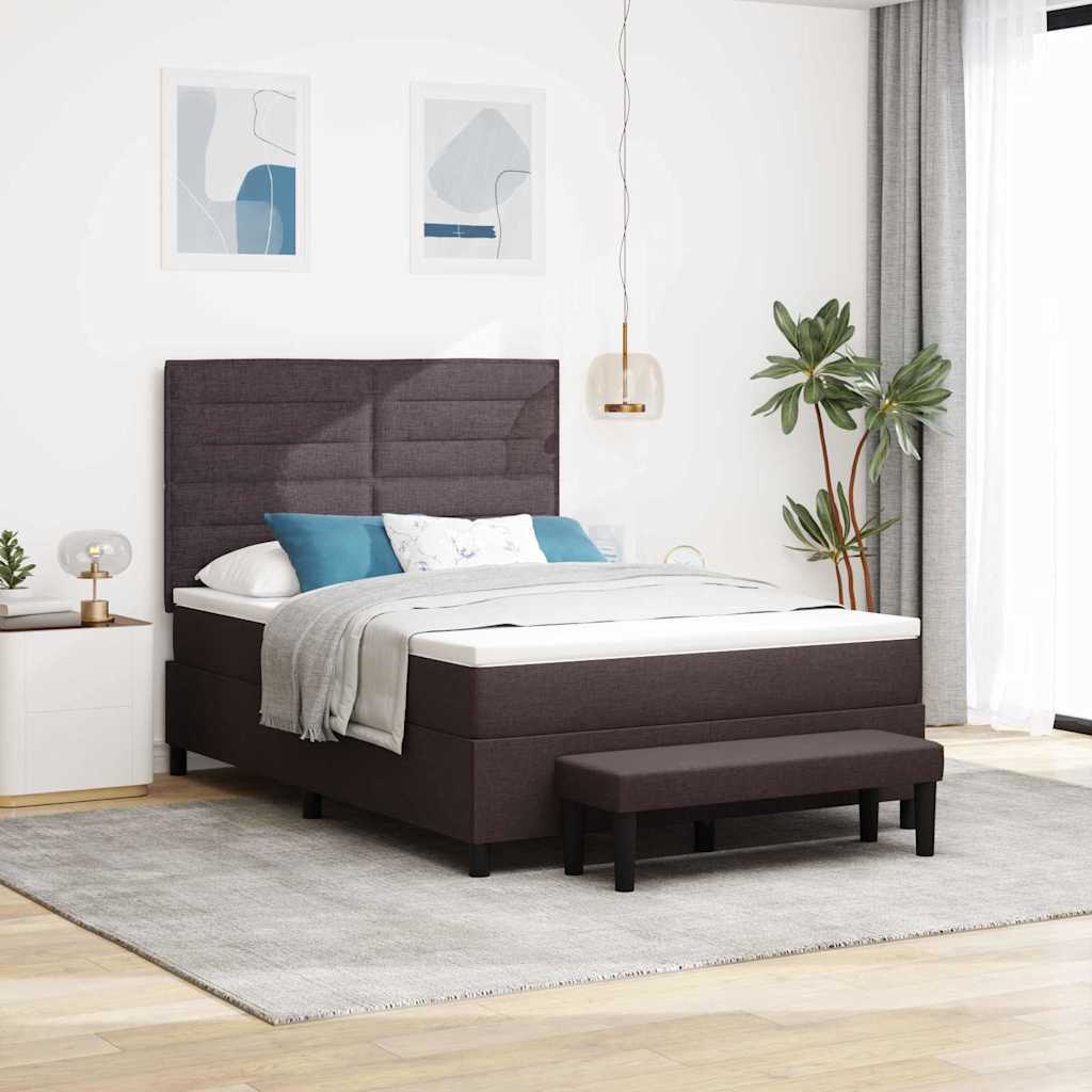 Boxspringbed met hoofdeinde Donkerbruin 160 x 200 cm Stof