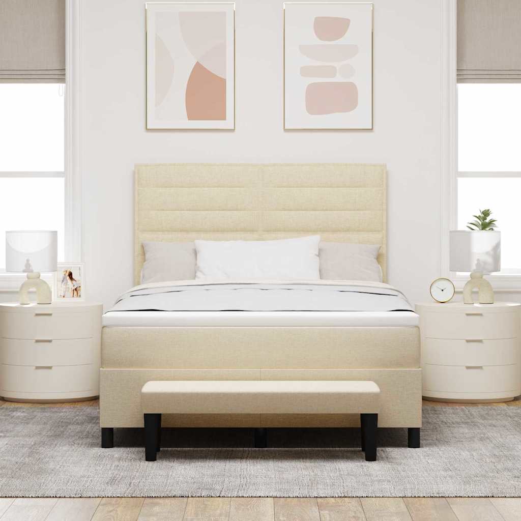 Boxspringbed met hoofdeinde Crème 160 x 200 cm Stof
