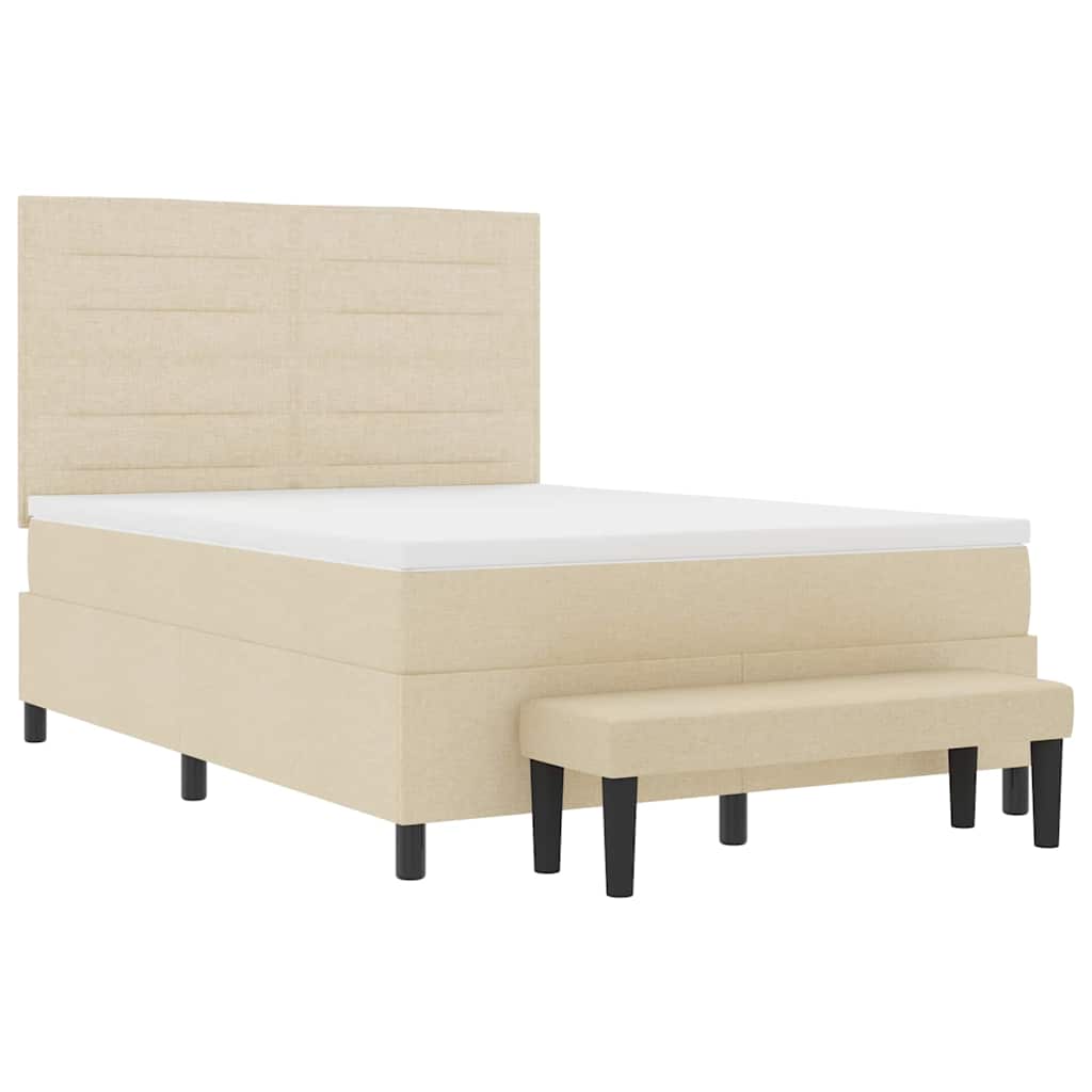 Boxspringbed met hoofdeinde Crème 160 x 200 cm Stof