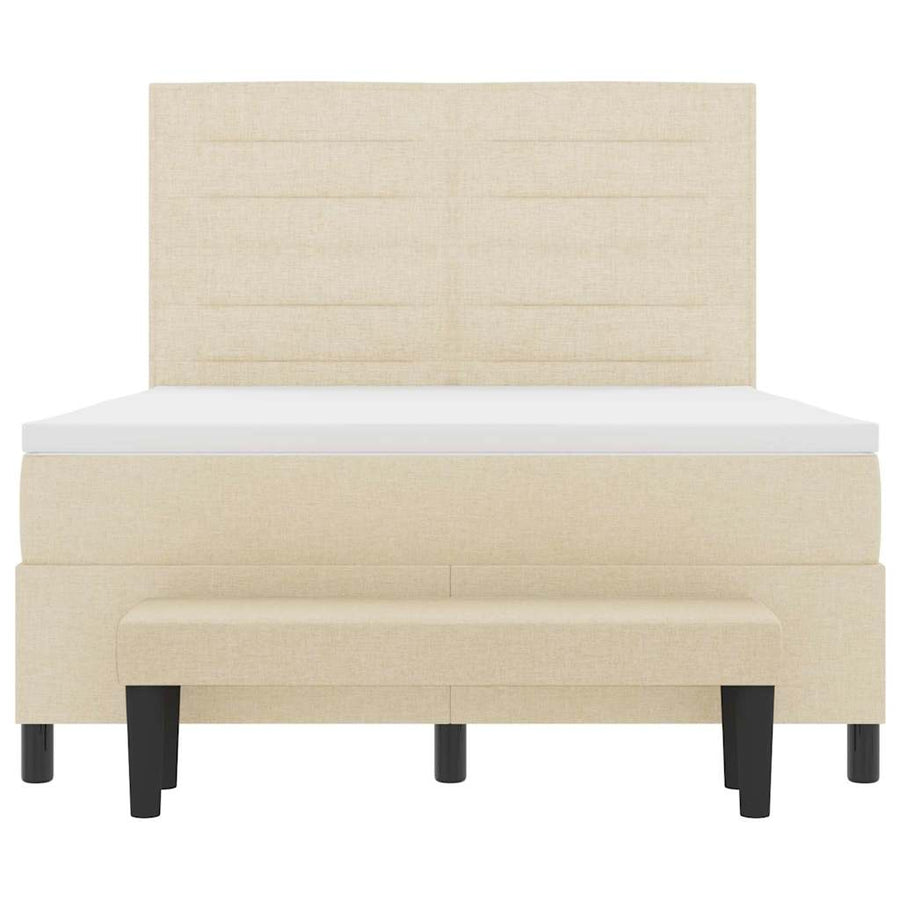 Boxspringbed met hoofdeinde Crème 160 x 200 cm Stof