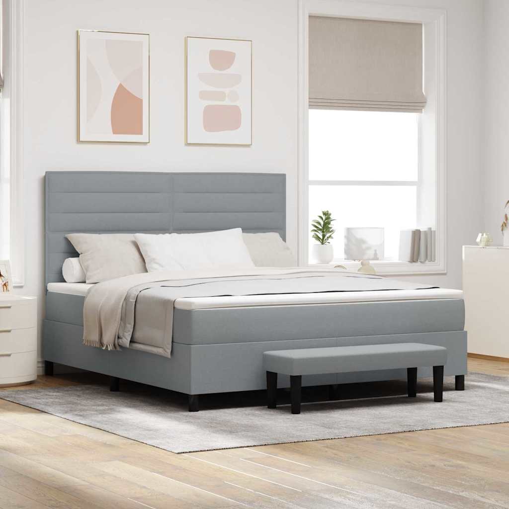 Boxspringbed met hoofdeinde Lichtgrijs 180 x 200 cm Stof