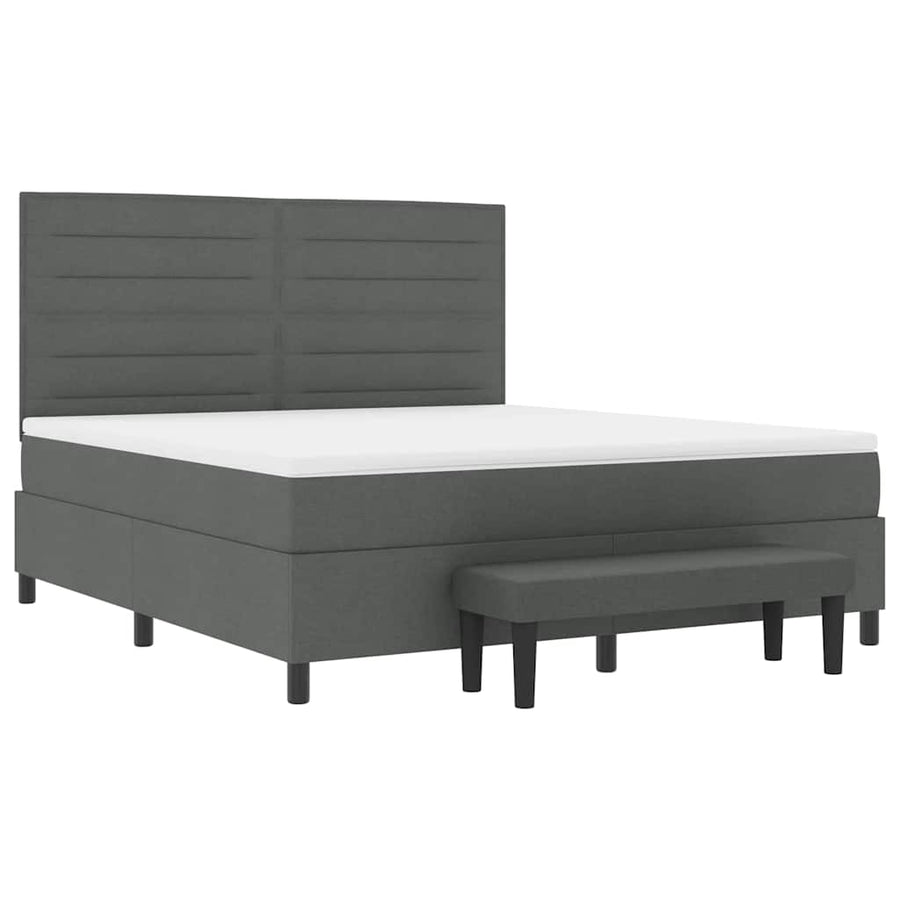 Boxspringbed met hoofdeinde Donkergrijs 180 x 200 cm Stof
