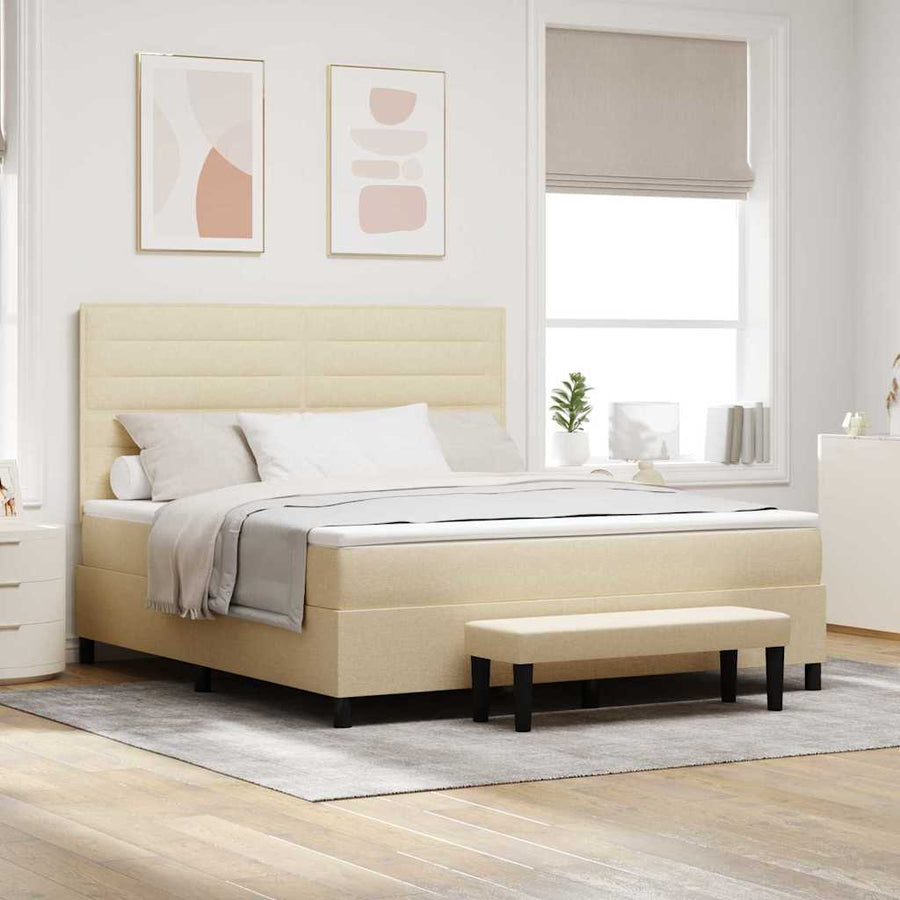 Boxspringbed met kussen met hoofdeinde Crème 180 x 200 cm Stof