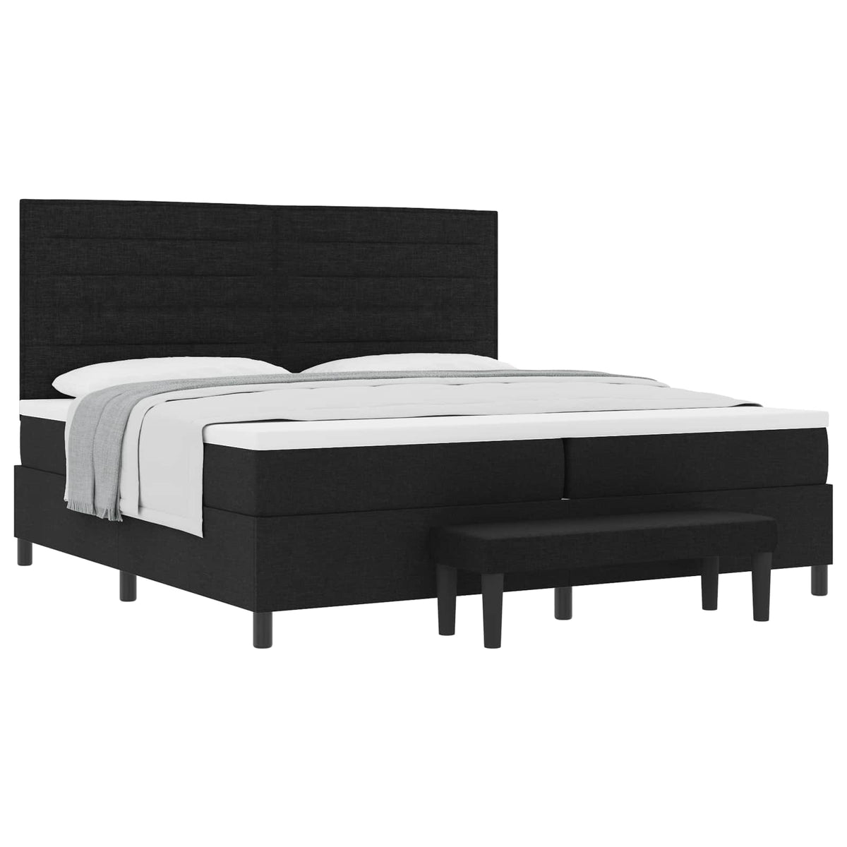 Boxspringbed met matras met hoofdeinde Zwart 200 x 200 cm Stof