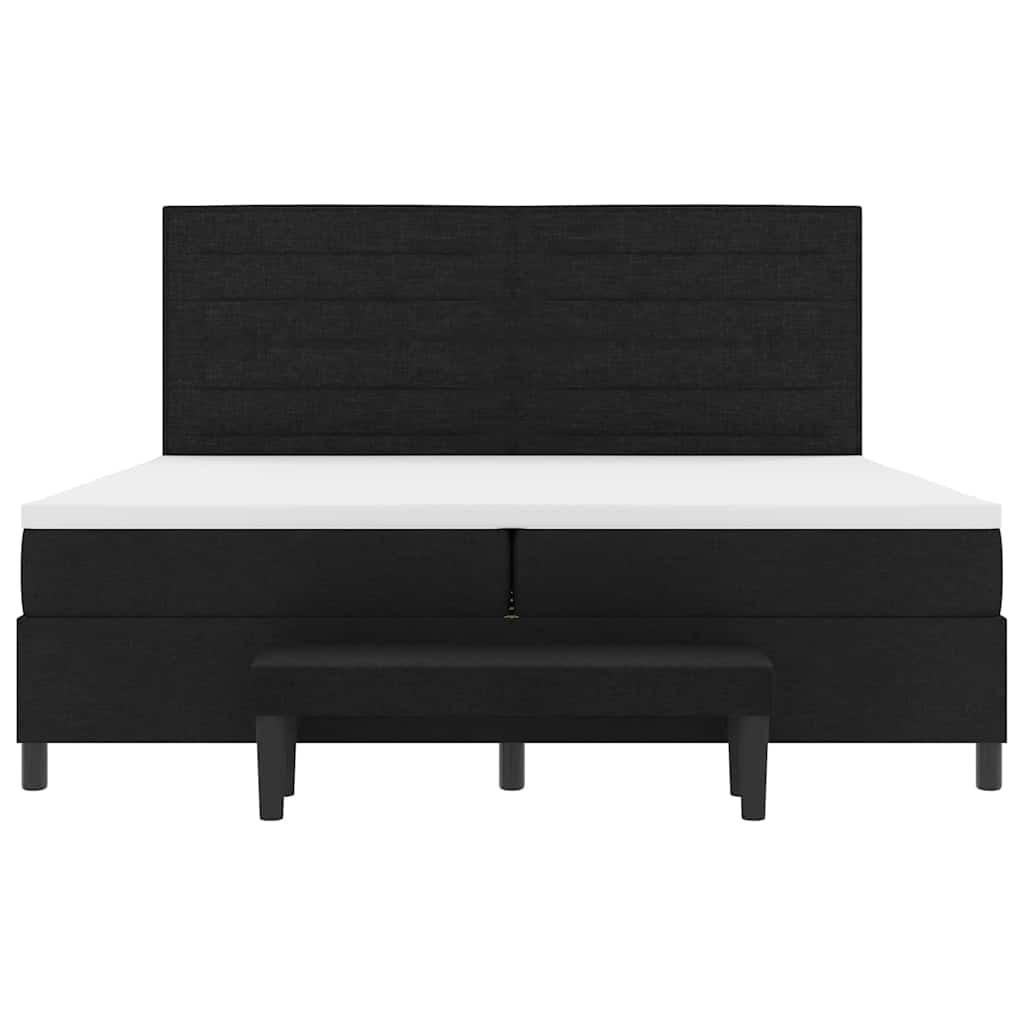 Boxspringbed met matras met hoofdeinde Zwart 200 x 200 cm Stof