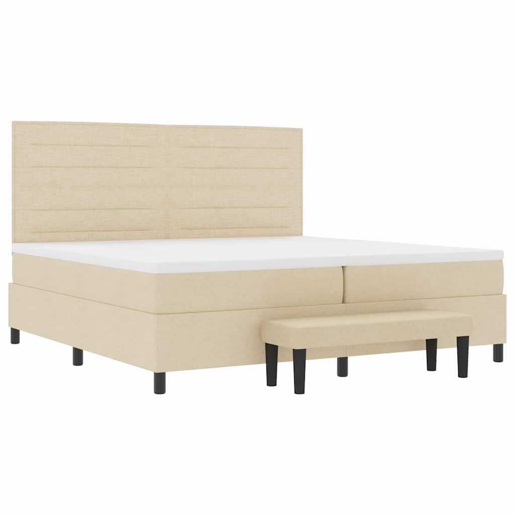 Boxspringbed met matras met hoofdeinde Crème 200 x 200 cm Stof