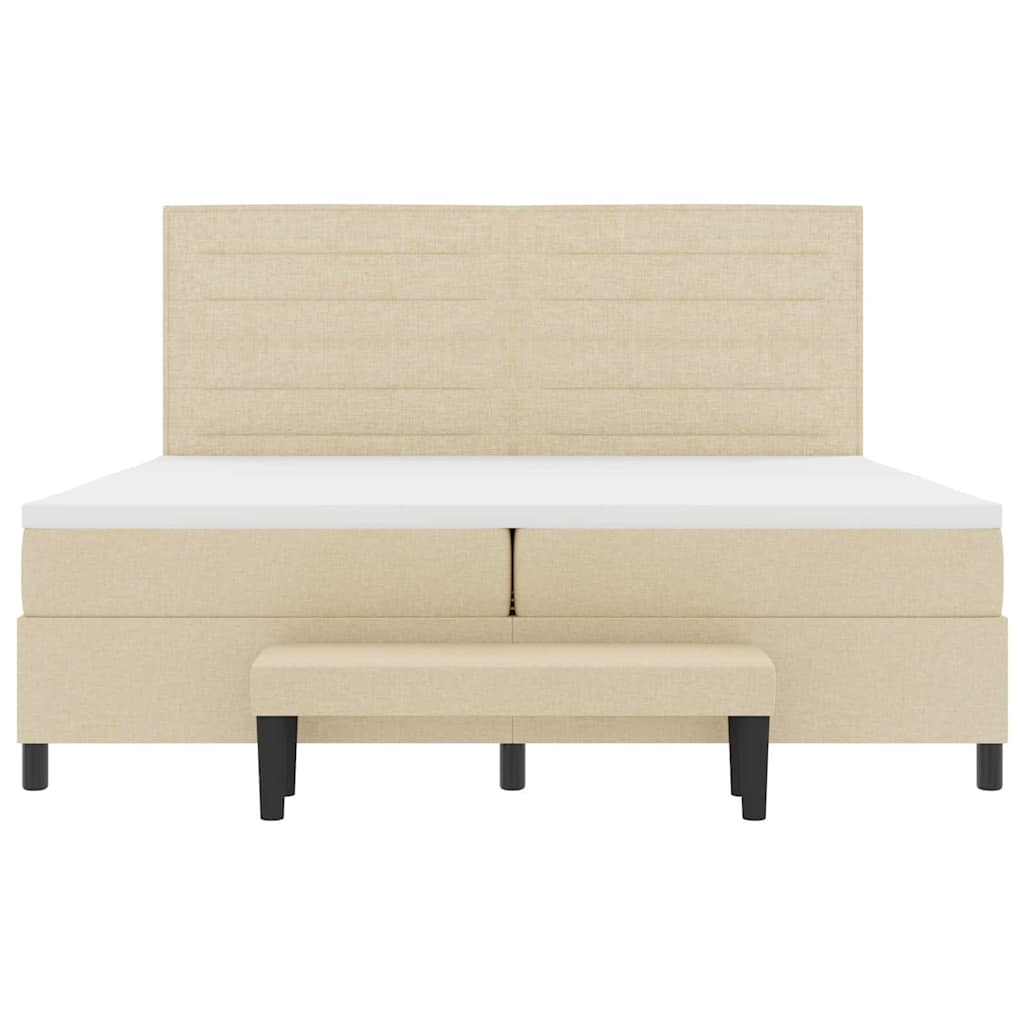 Boxspringbed met matras met hoofdeinde Crème 200 x 200 cm Stof