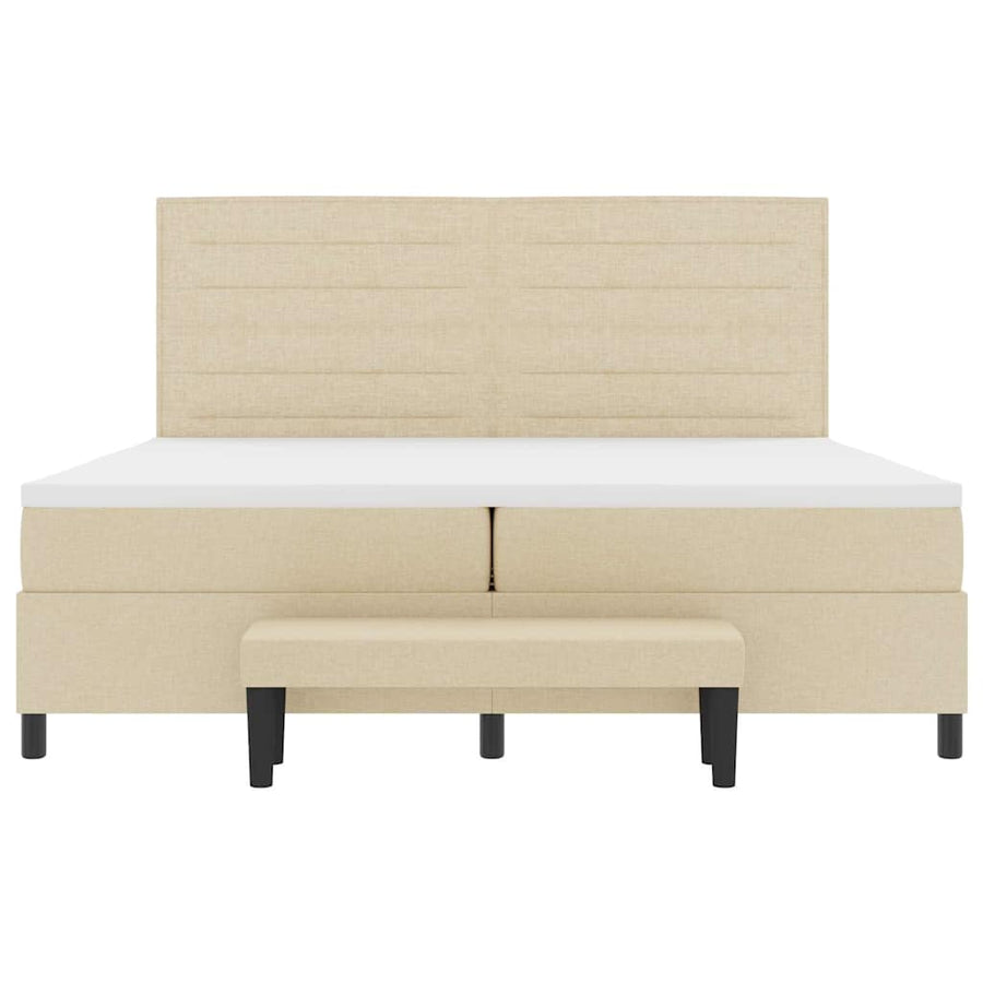 Boxspringbed met matras met hoofdeinde Crème 200 x 200 cm Stof