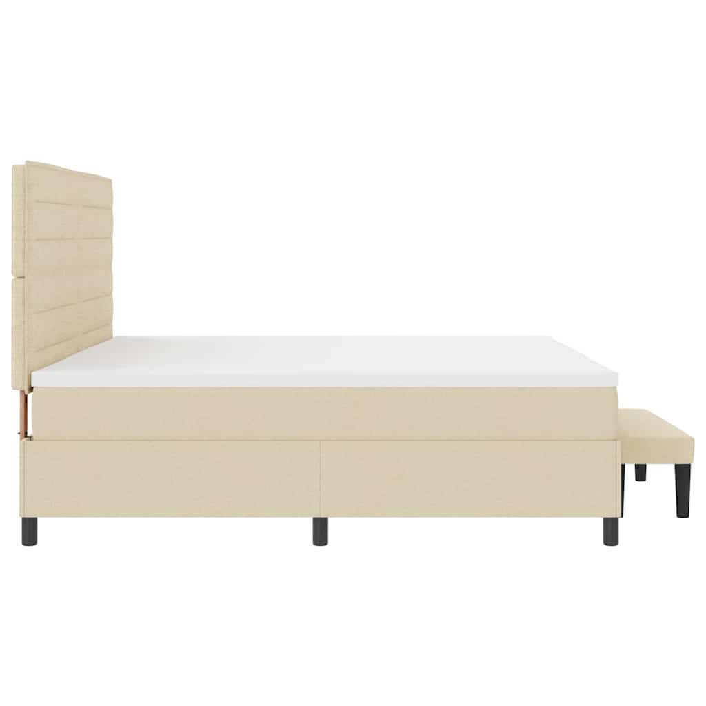 Boxspringbed met matras met hoofdeinde Crème 200 x 200 cm Stof