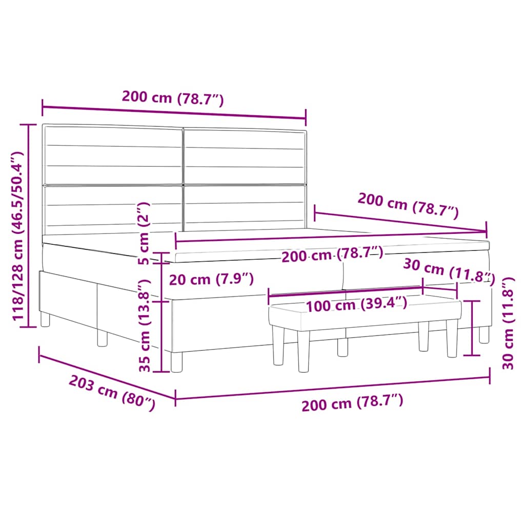 Boxspringbed met matras met hoofdeinde Crème 200 x 200 cm Stof