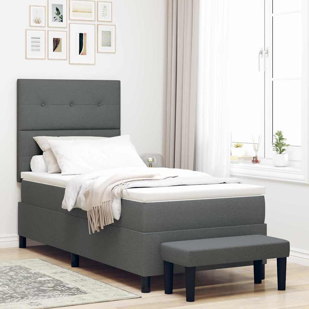 Boxspringbed met hoofdeinde Donkergrijs 90 x 190 cm Stof