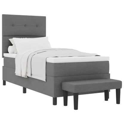 Boxspringbed met hoofdeinde Donkergrijs 90 x 190 cm Stof