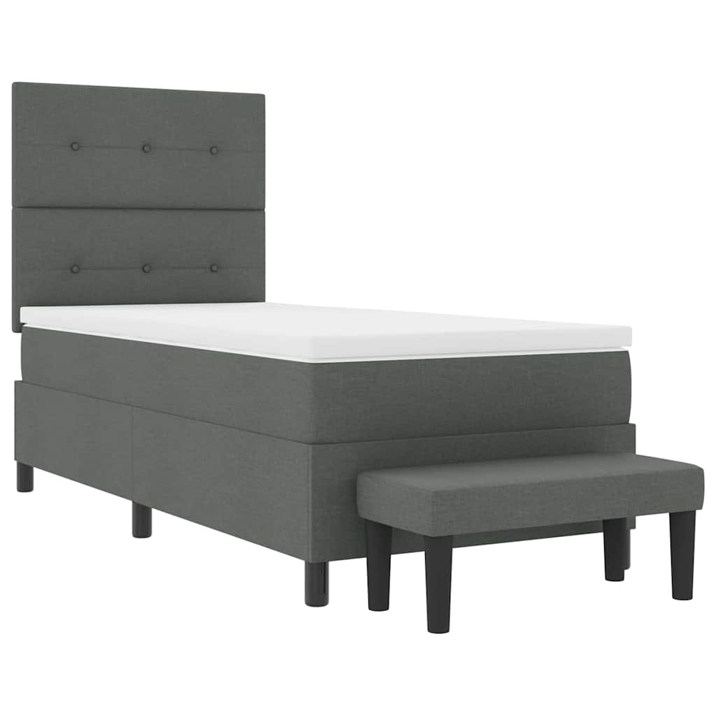 Boxspringbed met hoofdeinde Donkergrijs 90 x 190 cm Stof