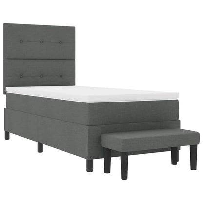 Boxspringbed met hoofdeinde Donkergrijs 90 x 190 cm Stof