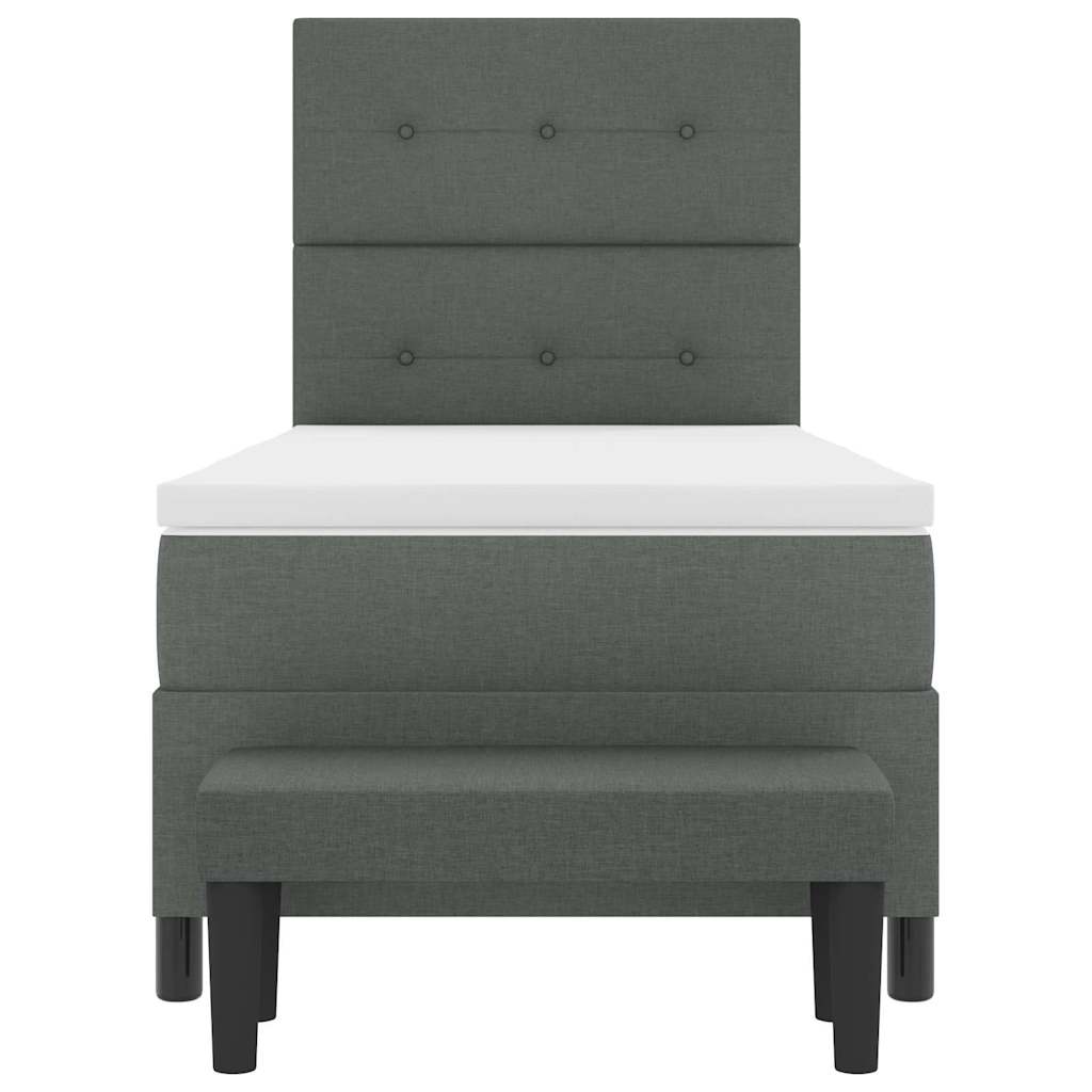 Boxspringbed met hoofdeinde Donkergrijs 90 x 190 cm Stof