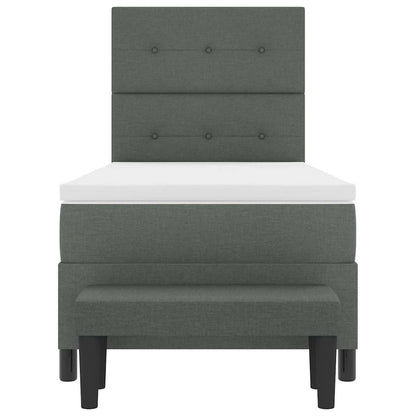 Boxspringbed met hoofdeinde Donkergrijs 90 x 190 cm Stof