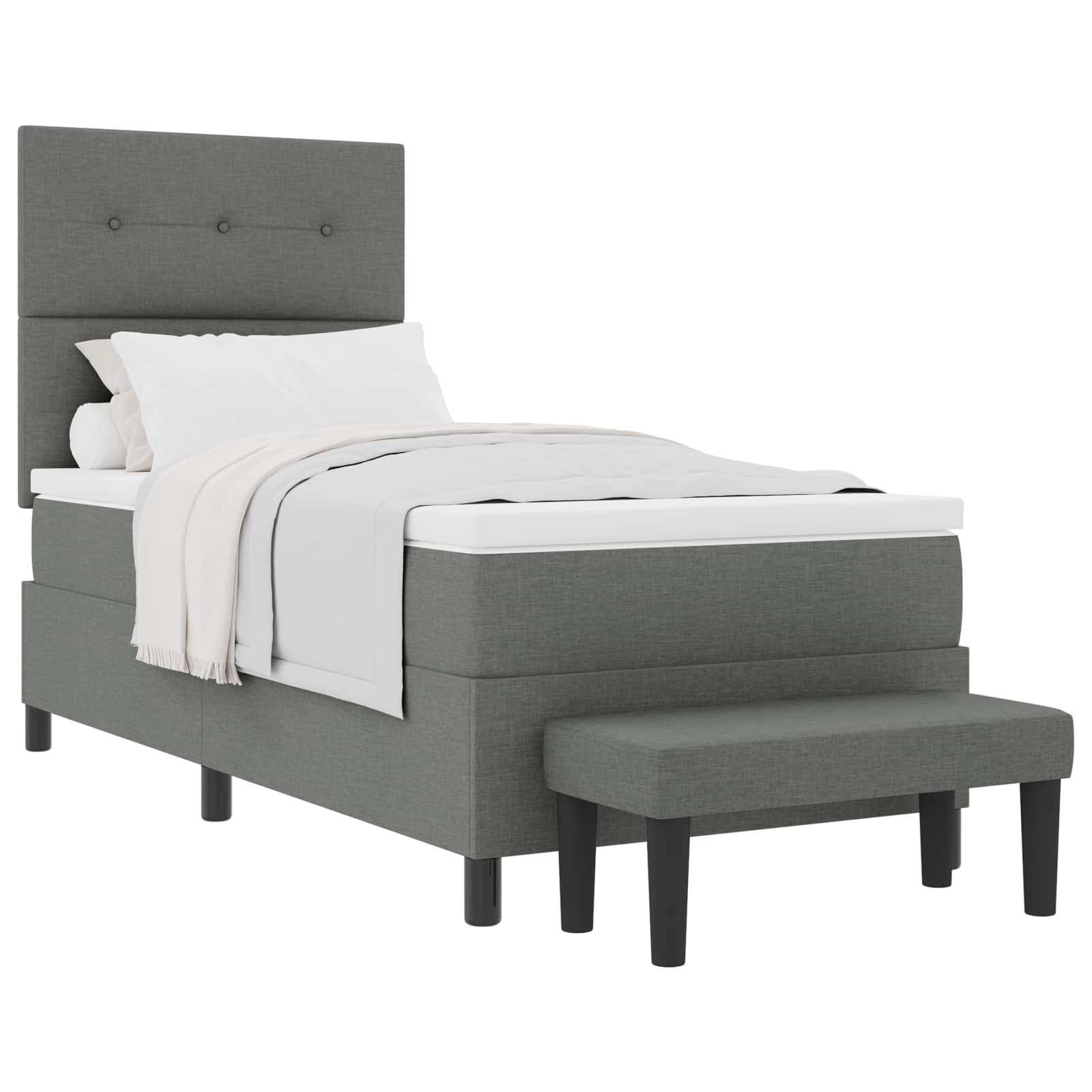 Boxspringbed met hoofdeinde Donkergrijs 90 x 200 cm Stof