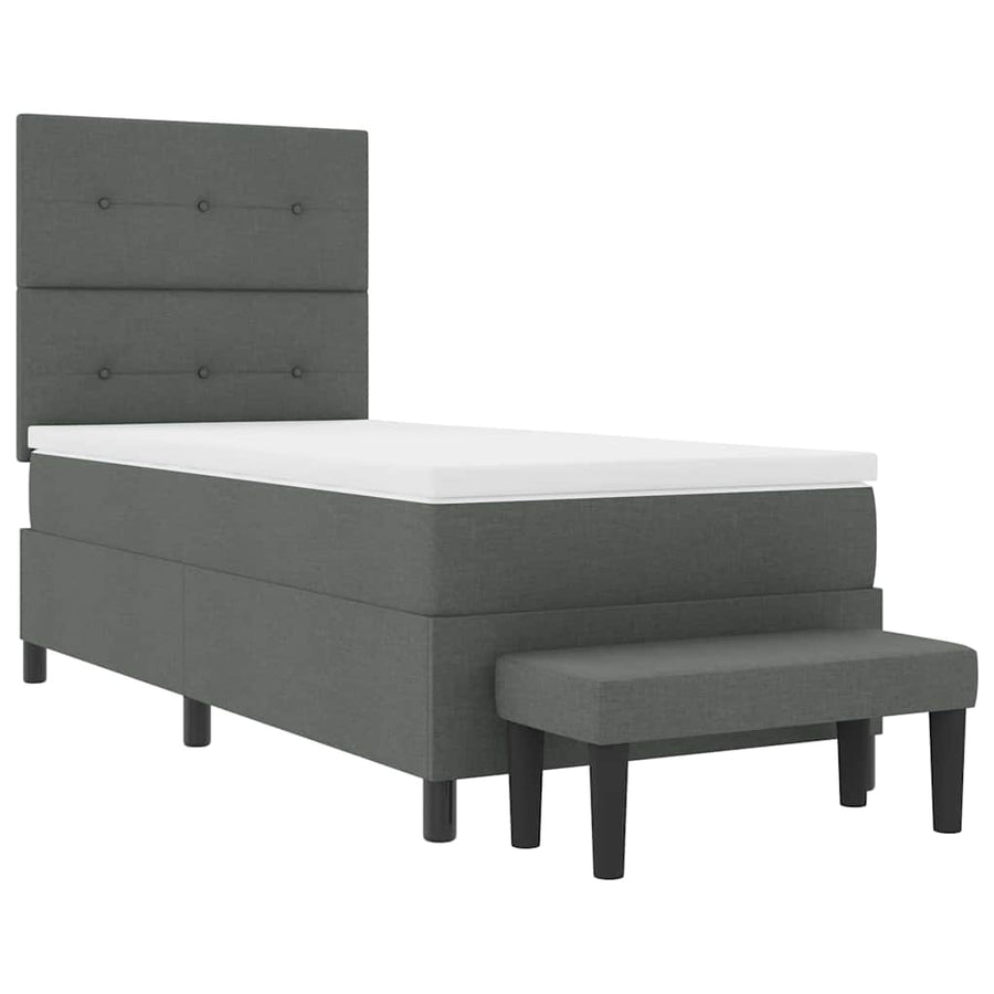 Boxspringbed met hoofdeinde Donkergrijs 90 x 200 cm Stof