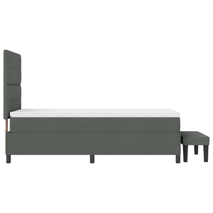 Boxspringbed met hoofdeinde Donkergrijs 90 x 200 cm Stof
