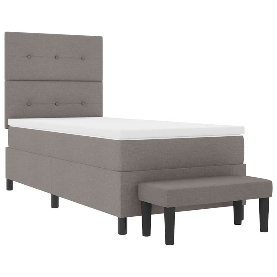 Boxspring bed met matras met hoofdeinde Taupe 90 x 200 cm Stof