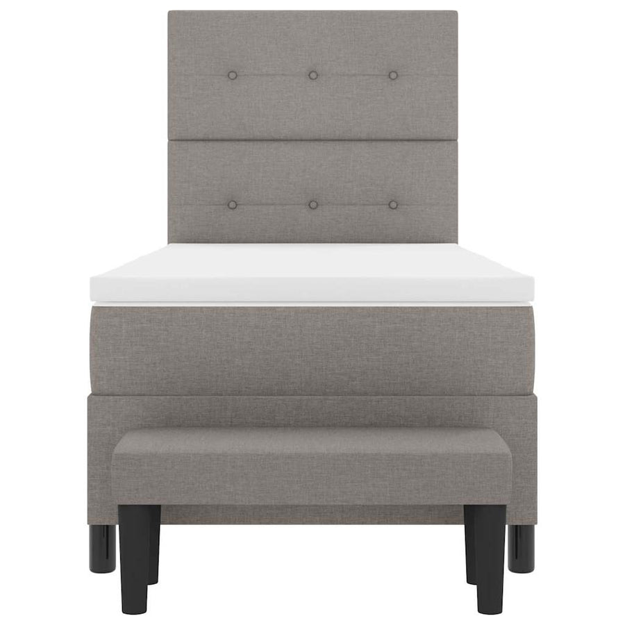 Boxspring bed met matras met hoofdeinde Taupe 90 x 200 cm Stof