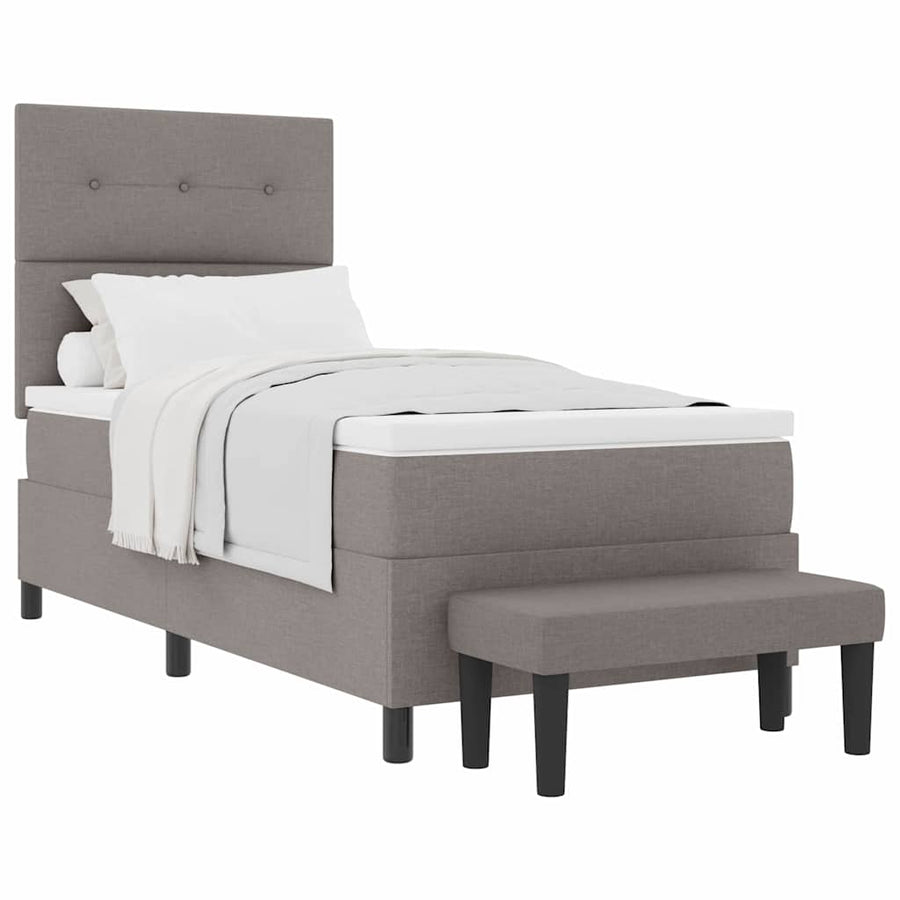 Boxspring bed met matras met hoofdeinde Taupe 90 x 200 cm Stof