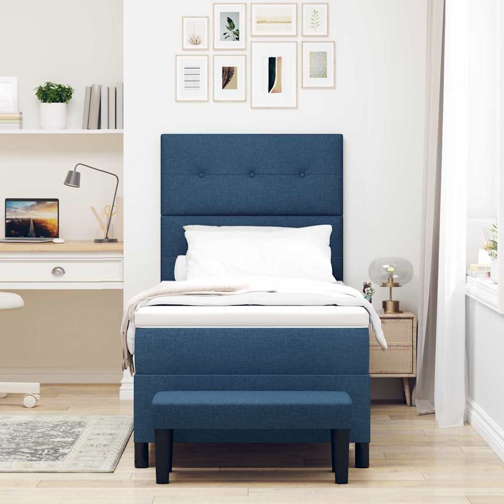 Boxspringbed met hoofdeinde Blauw 90 x 200 cm Stof