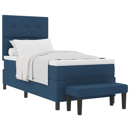 Boxspringbed met hoofdeinde Blauw 90 x 200 cm Stof