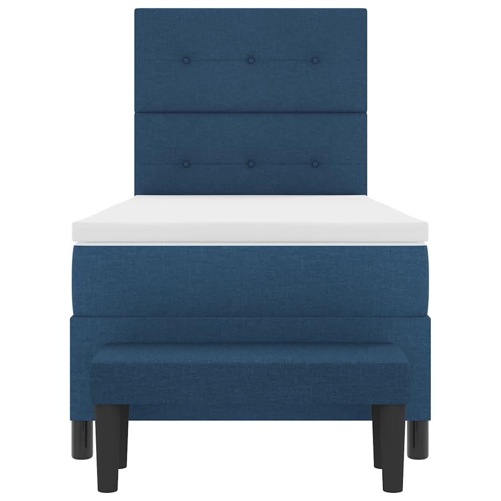 Boxspringbed met hoofdeinde Blauw 90 x 200 cm Stof