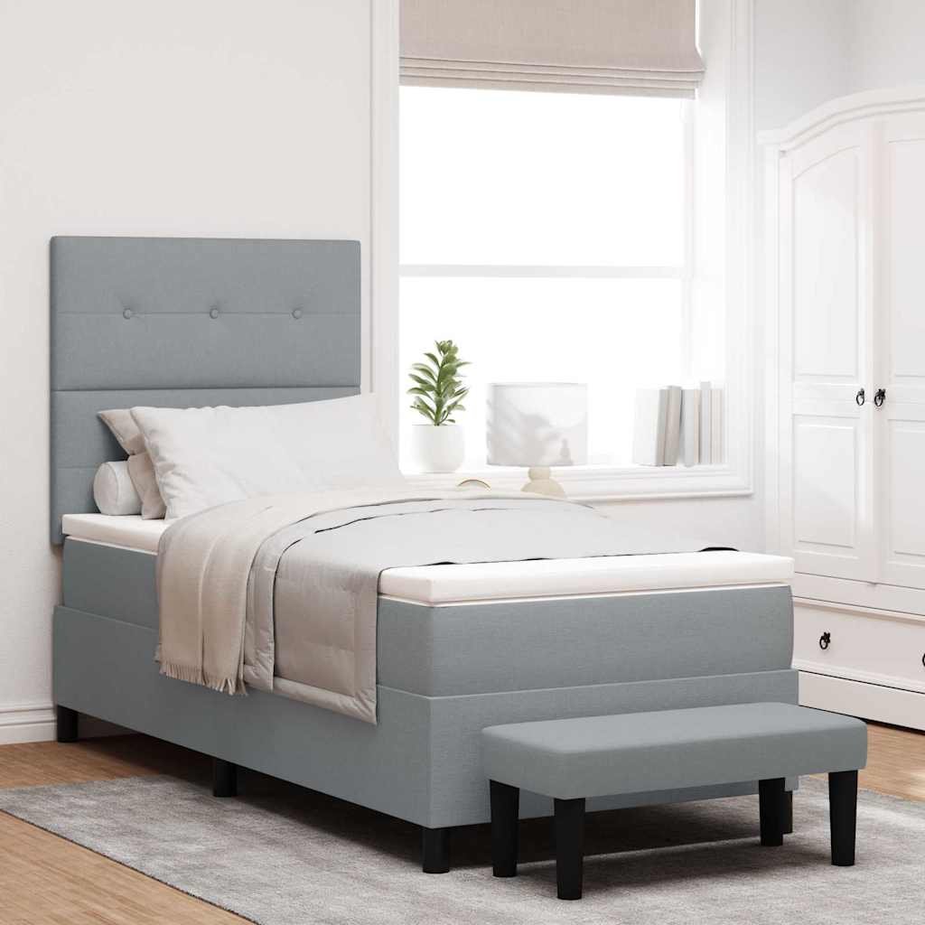 Boxspringbed met hoofdeinde Lichtgrijs 100 x 200 cm Stof