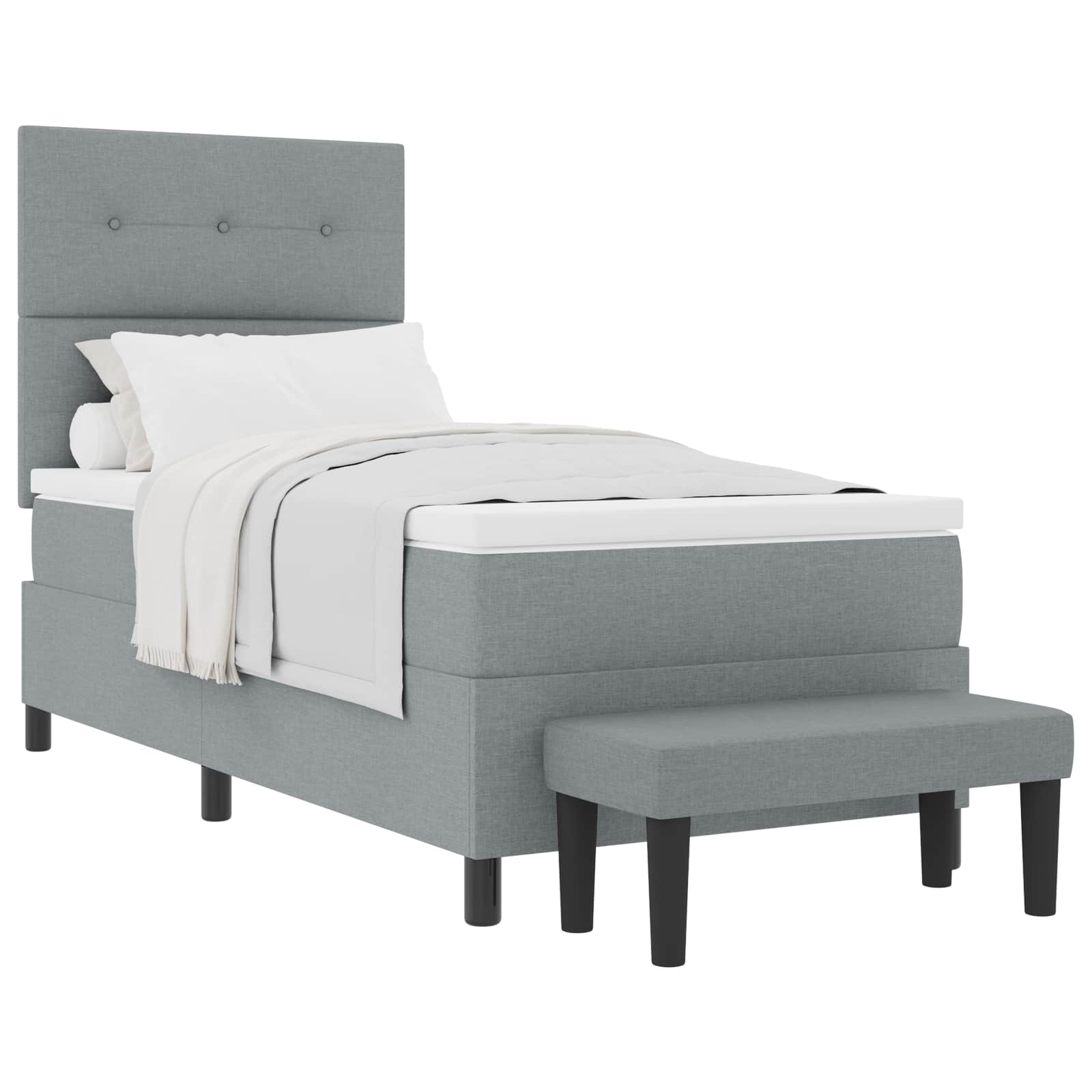 Boxspringbed met hoofdeinde Lichtgrijs 100 x 200 cm Stof