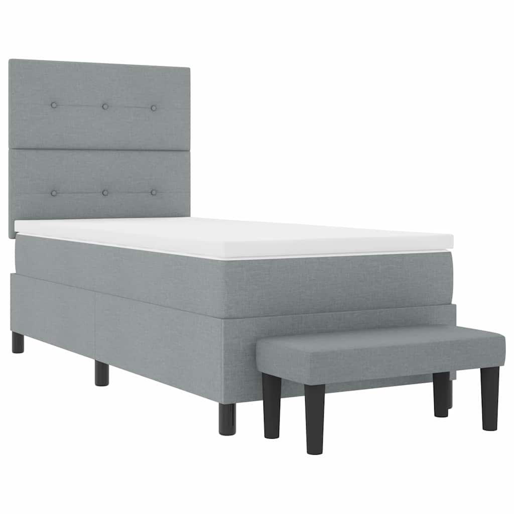 Boxspringbed met hoofdeinde Lichtgrijs 100 x 200 cm Stof