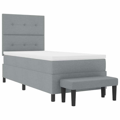 Boxspringbed met hoofdeinde Lichtgrijs 100 x 200 cm Stof