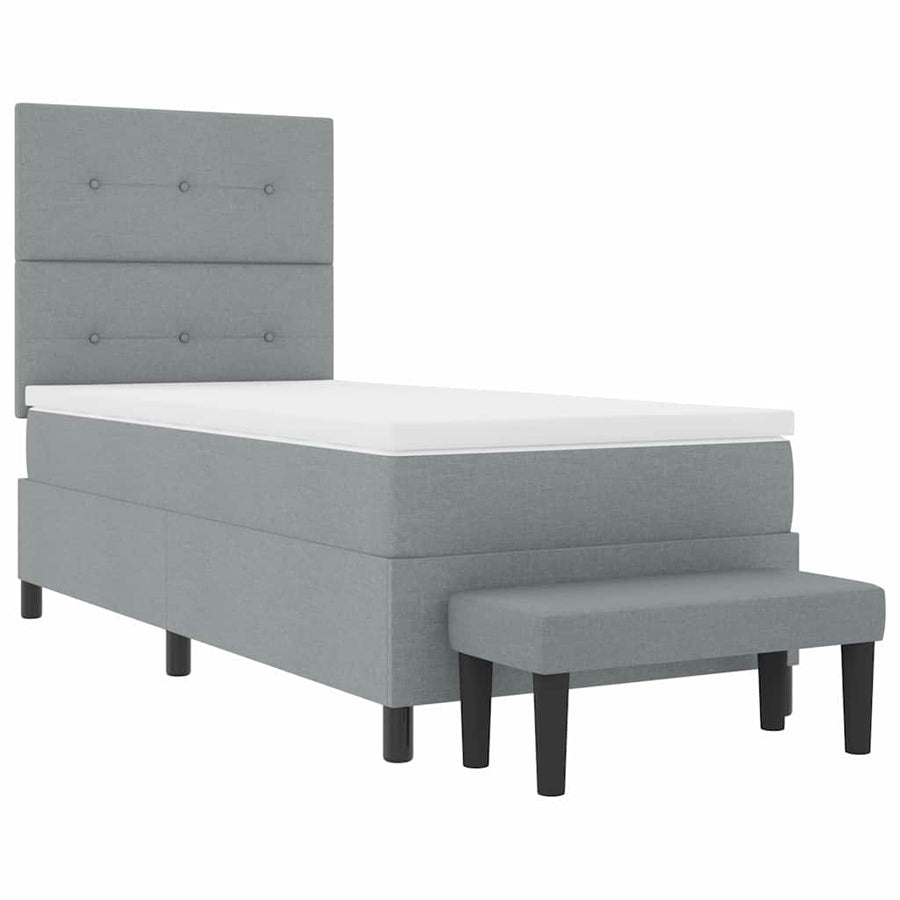 Boxspringbed met hoofdeinde Lichtgrijs 100 x 200 cm Stof